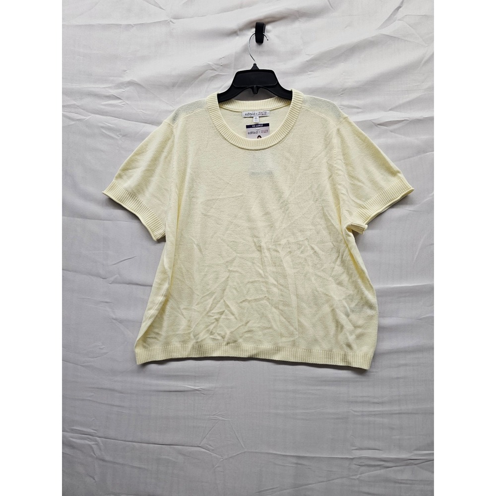 Edited x Hunter McGrady Luxe Sweater Top Transparent Yellow‎ 7ER8031 XXL NEW